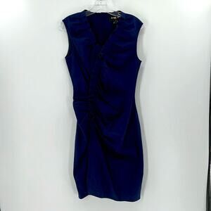 PAULE KA Pique Ruched Sheath Dress - Navy - 38 or US 4